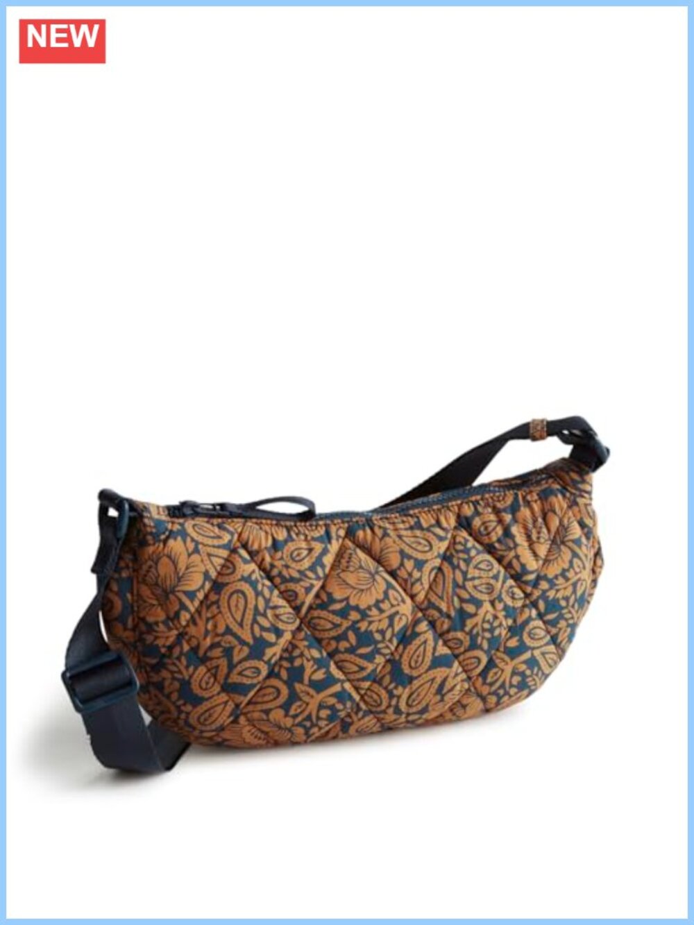 Diamond Quilted Sling Crossbody Bag Recycled Featherweight Adjustable Strap